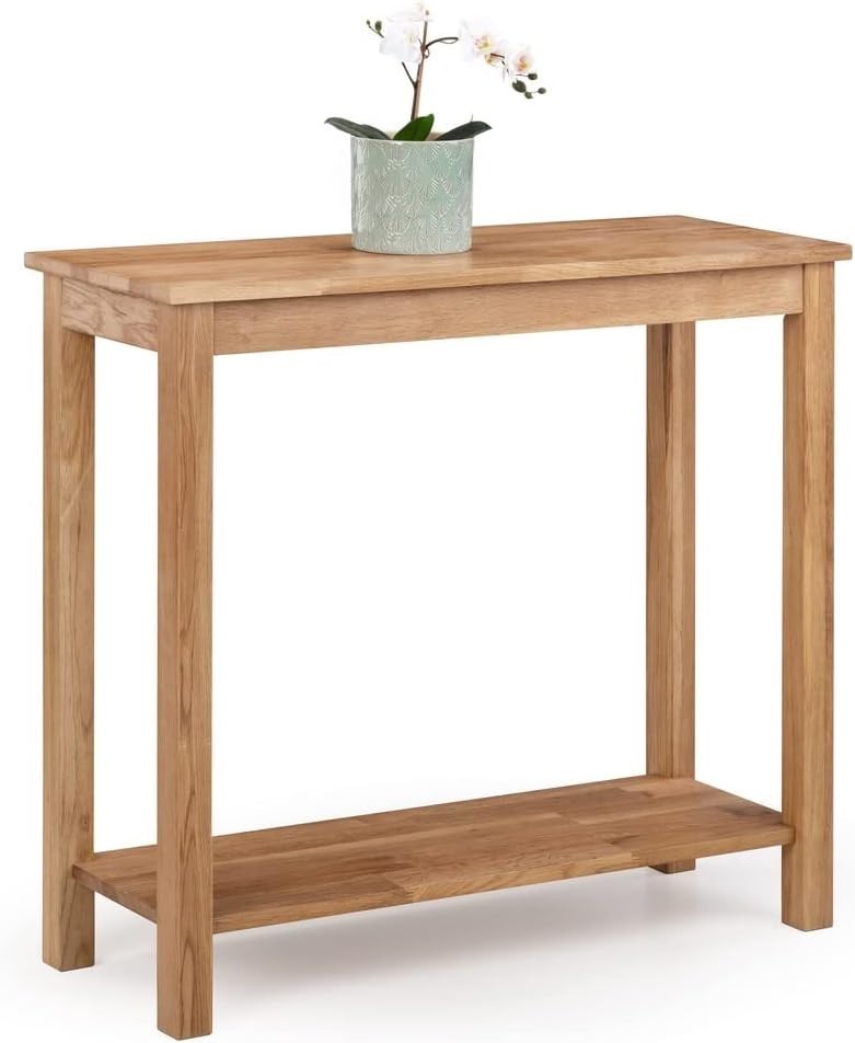 Rustic Narrow Console Table – 2-Tier Design with Metal Frame for Hallways