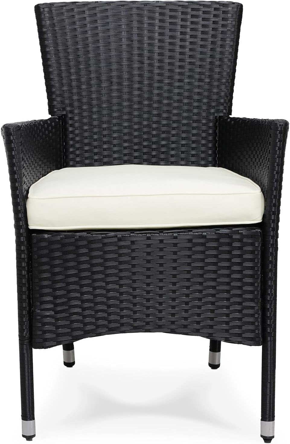 Luxury Rattan Patio Chairs Set of 4 Cushioned Stackable Outdoor Armchairs
