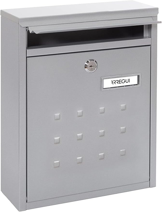 Lockable Wall Mounted Mailbox DIN A4 Size Slim Waterproof Steel Post Box Silver