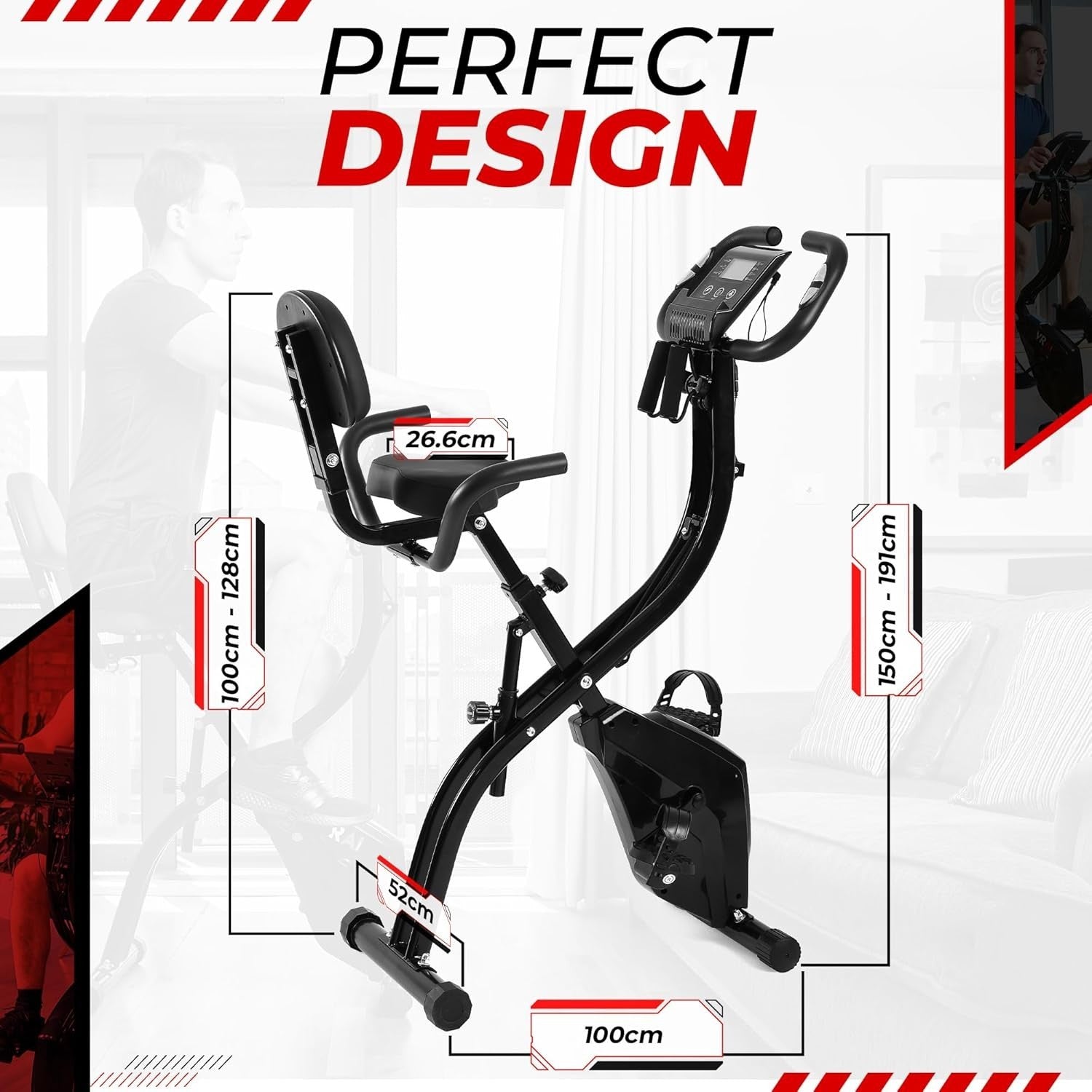 4-in-1 Folding Exercise Bike w/ Auto Magnetic Resistance, App & VR Compatible