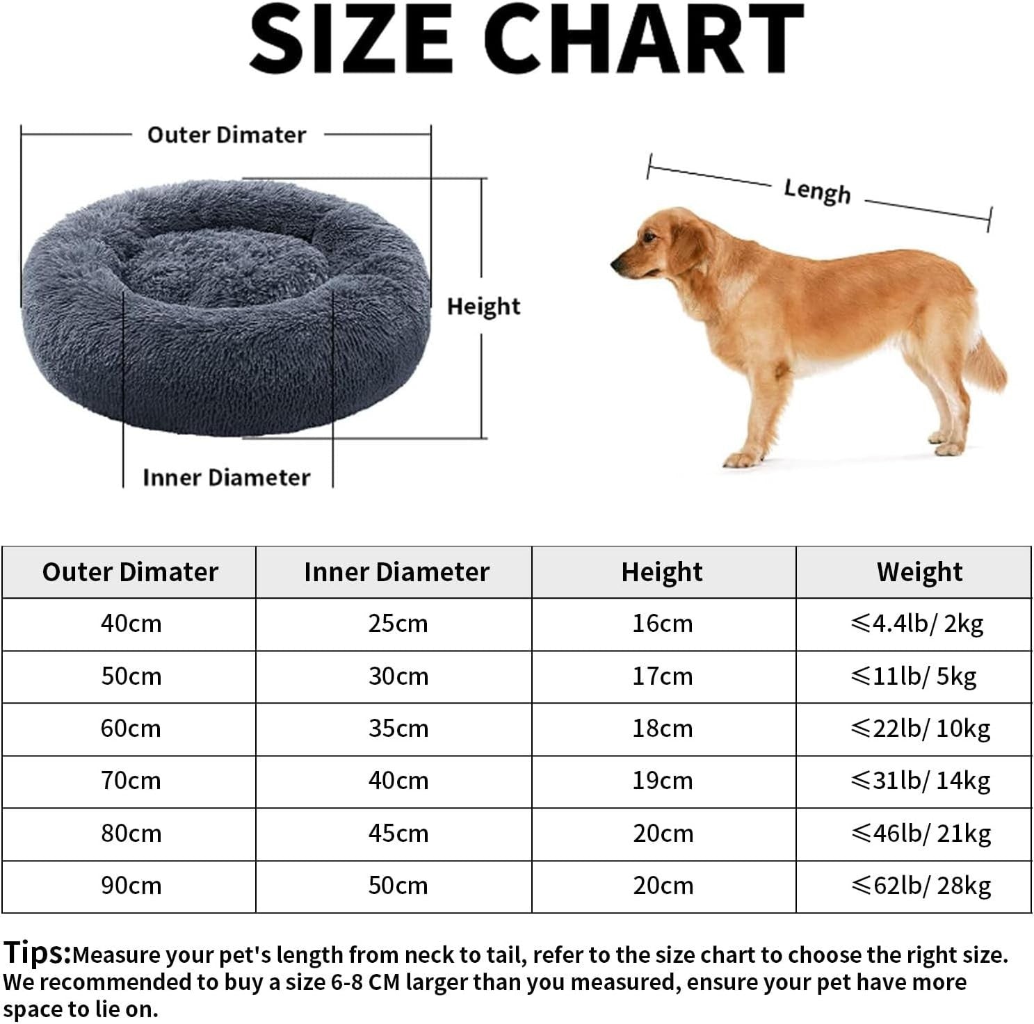Calming Donut Dog Bed XXL Large Washable Anti Anxiety Plush
