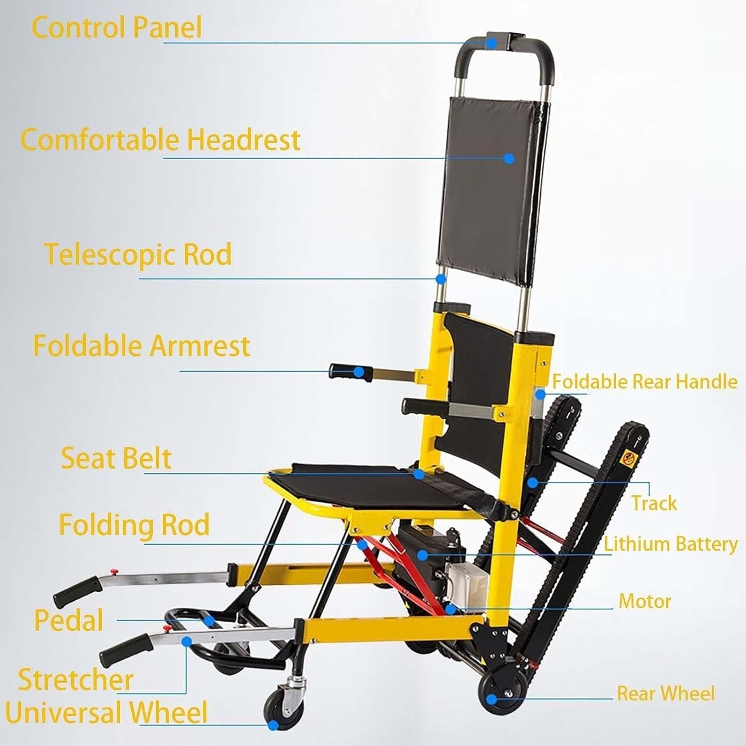 Motorized Stair Climber Chair Foldable Mobility Lift Wheelchair 160kg