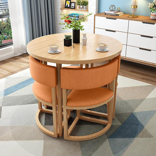 Office Round Negotiation Table Set – 80cm Compact Meeting Desk with 4 Chairs