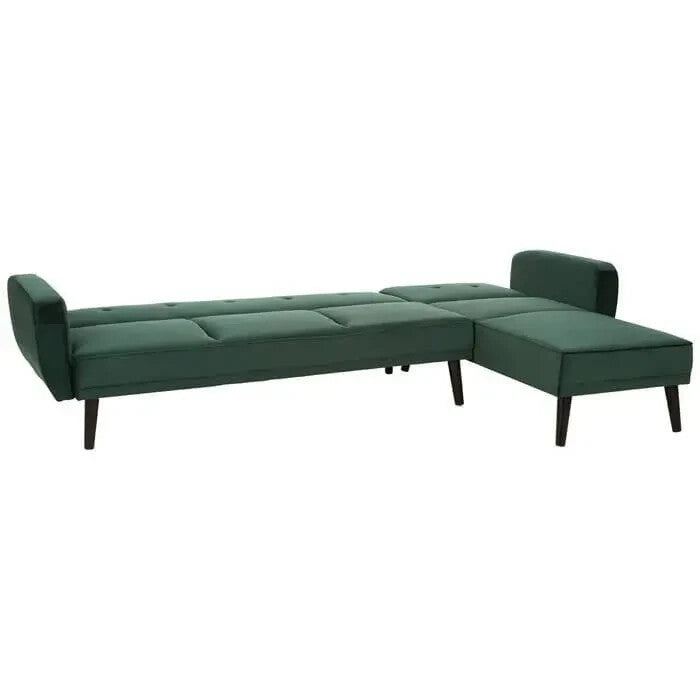 Green Velvet Corner Sofa Bed 3-Seater Pull Out Chaise Tufted Couch
