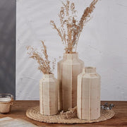 Ceramic Vase Set of 3 Rustic Farmhouse Ice Crack Glaze Table Shelf Decor