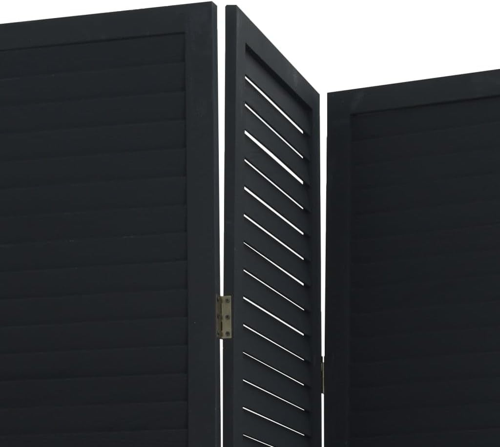 4 Panel Black Wooden Room Divider 145x200cm Folding Privacy Screen