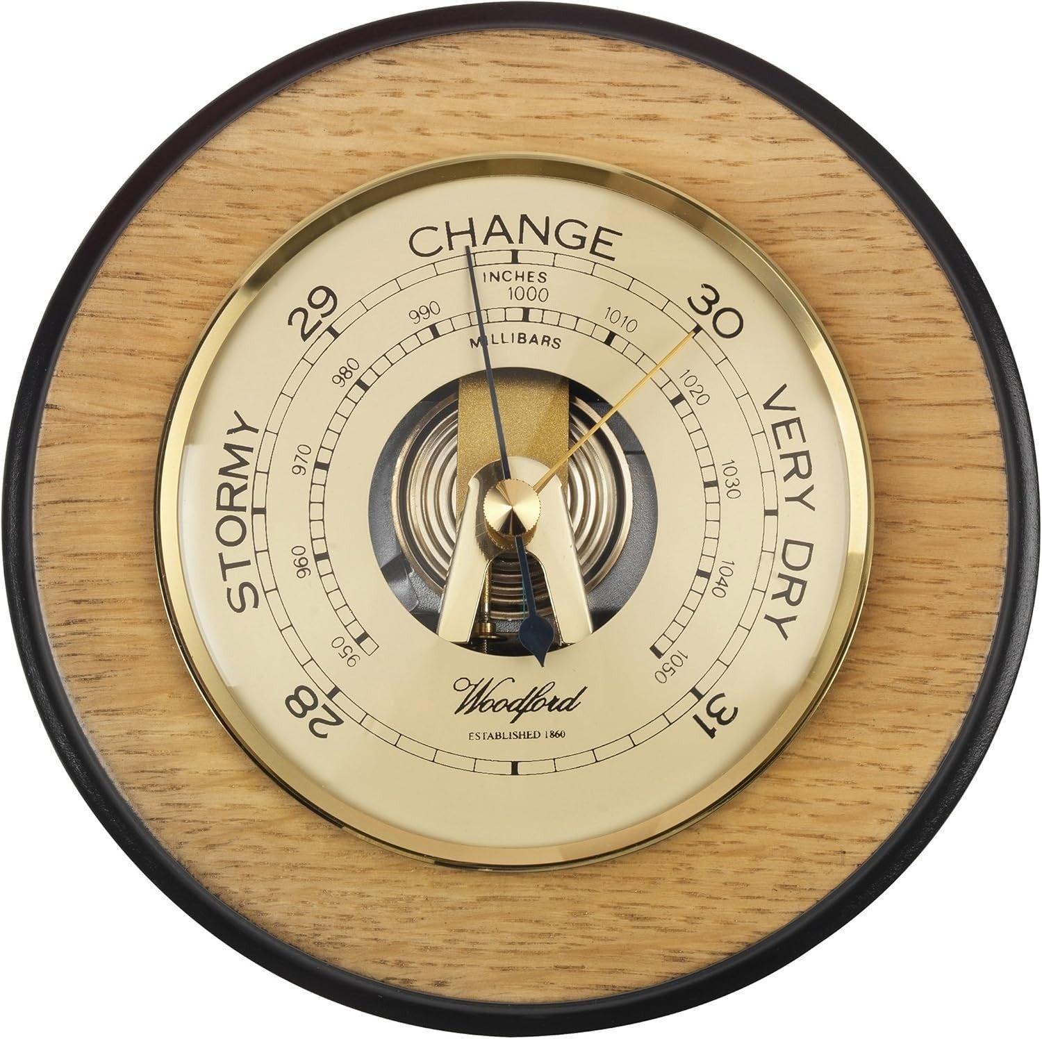 Luxury Oak Barometer Wall Mount | German Mechanism | Weather Station