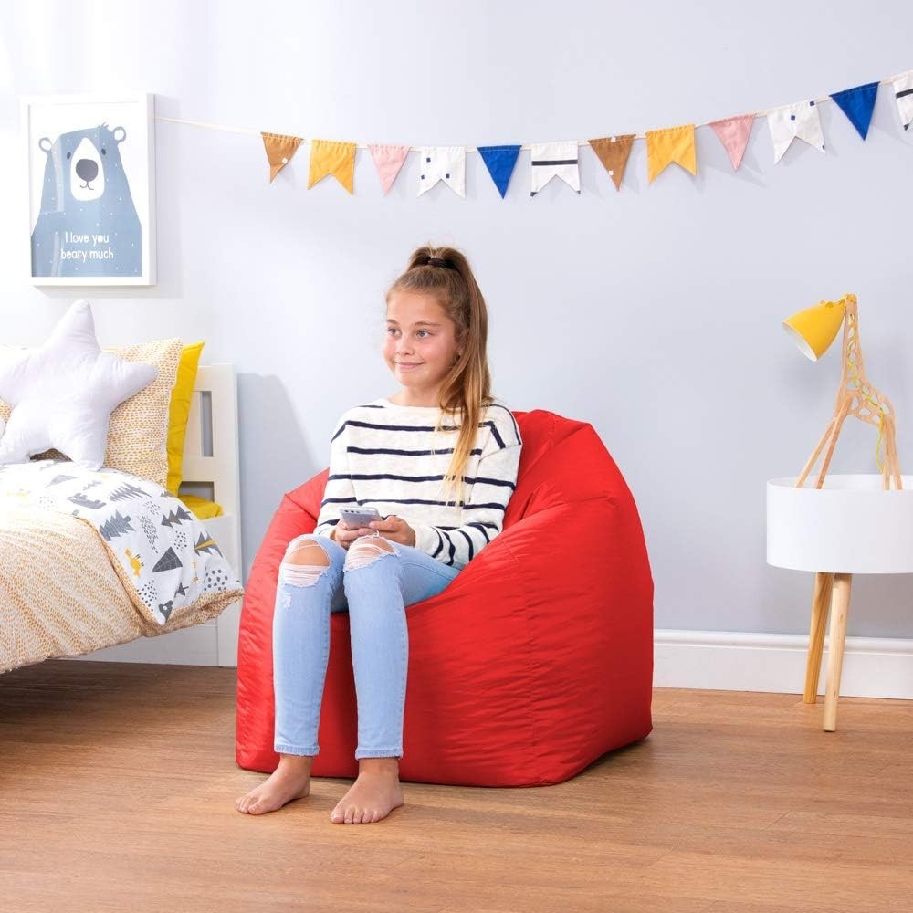 Kids Outdoor Water-Resistant Bean Bag Chair with Back Support & Filling Included