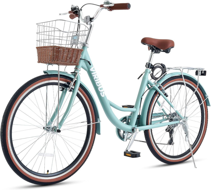 Women’s 24" Cruiser Bike 7-Speed Comfort Ride Step-Through Frame Basket