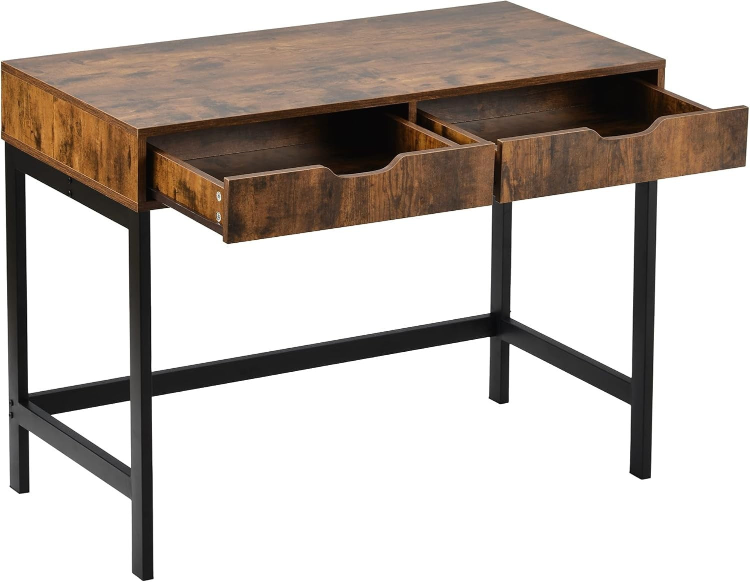 Rustic Brown Black Computer Desk Home Office Workstation Kids Dressing Table 2 D