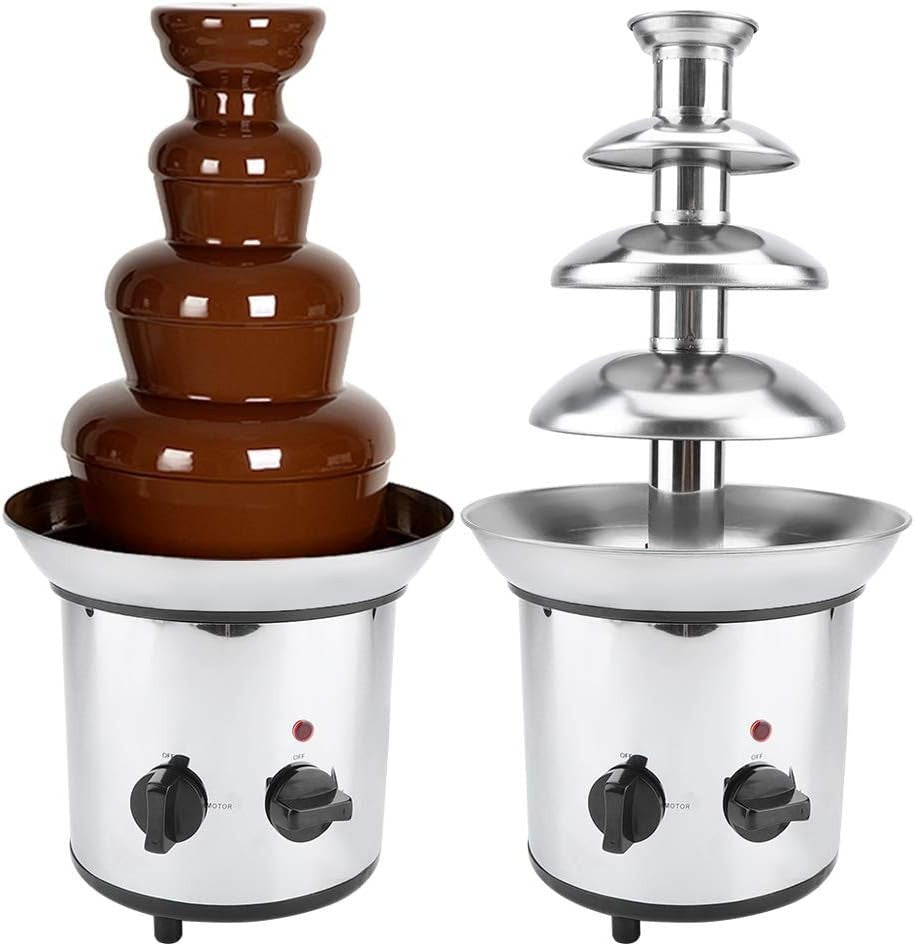 4 Tier Chocolate Fountain Machine 2000W Electric Fondue Melter Steel