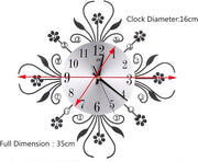 Elegant 3D Flower Metal Wall Clock | Silent Quartz Luxury Home Decor 35cm