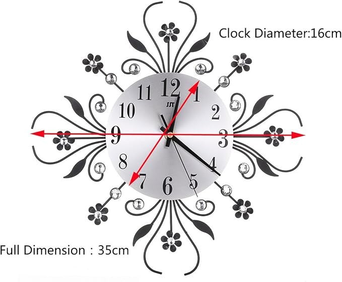 Elegant 3D Flower Metal Wall Clock | Silent Quartz Luxury Home Decor 35cm