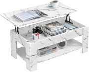 Lift Top Coffee Table with Storage White Marble 120x60cm Modern Living Room