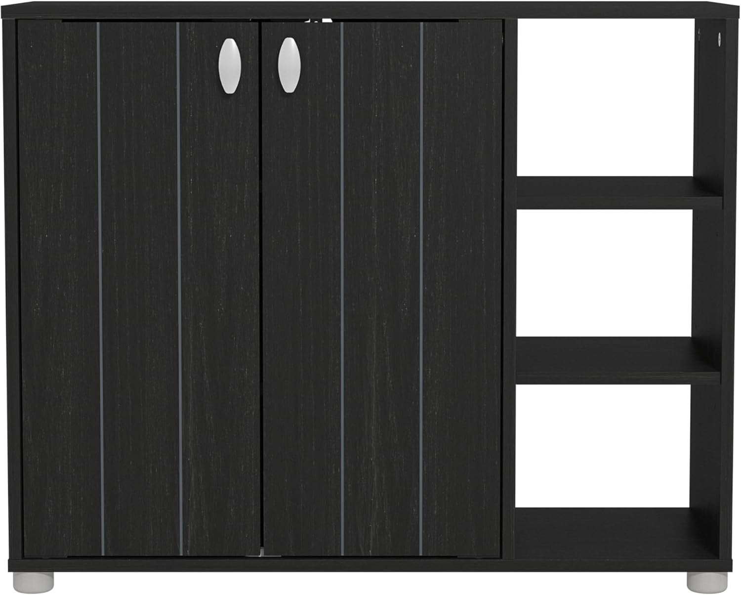 Rustic Shoe Storage Cabinet with Doors, 12-Pair Rack, Black Oak Finish