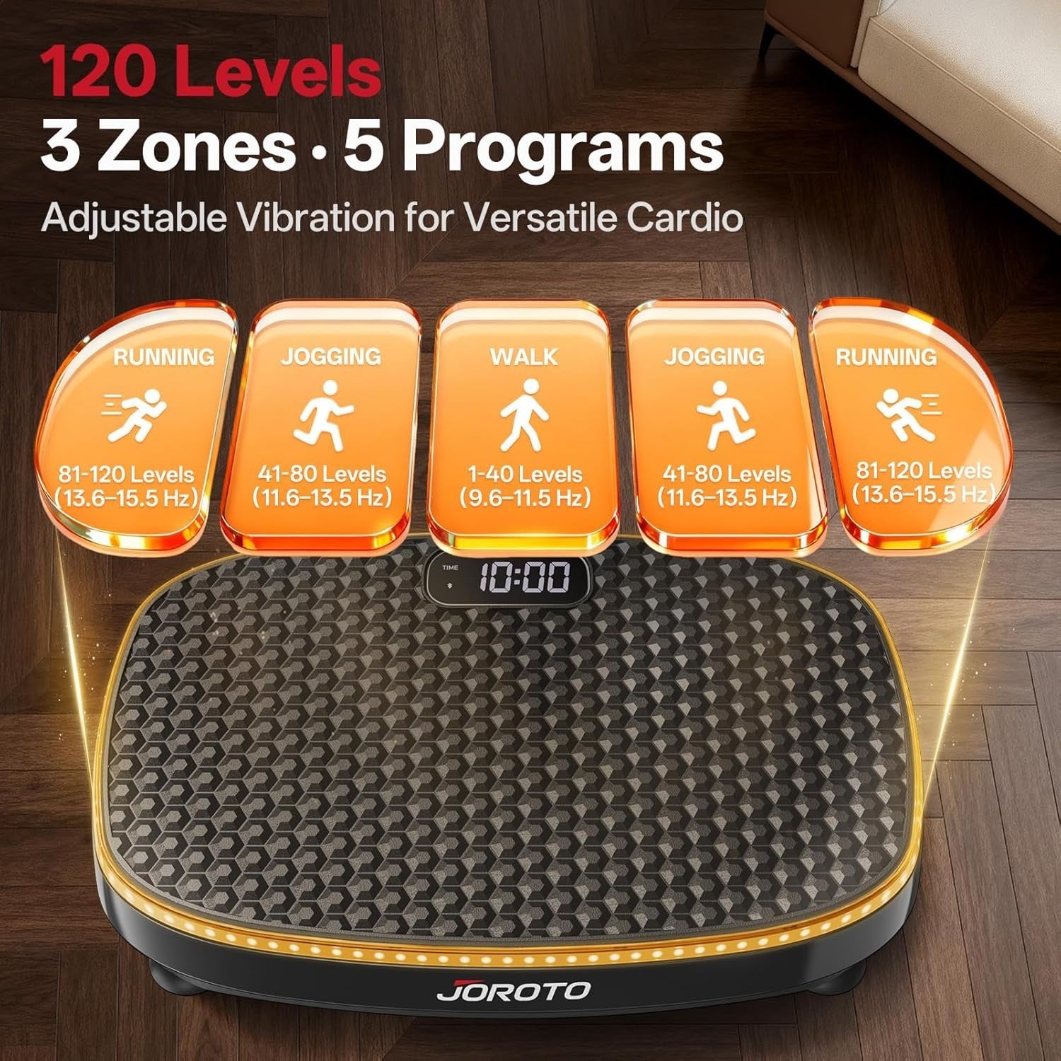 Triple Motor Vibration Plate 120 Levels Bluetooth LED Home Workout
