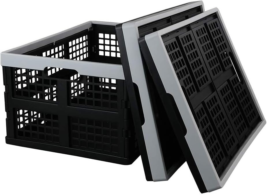 3 Pack Collapsible Storage Crates Foldable Plastic Boxes