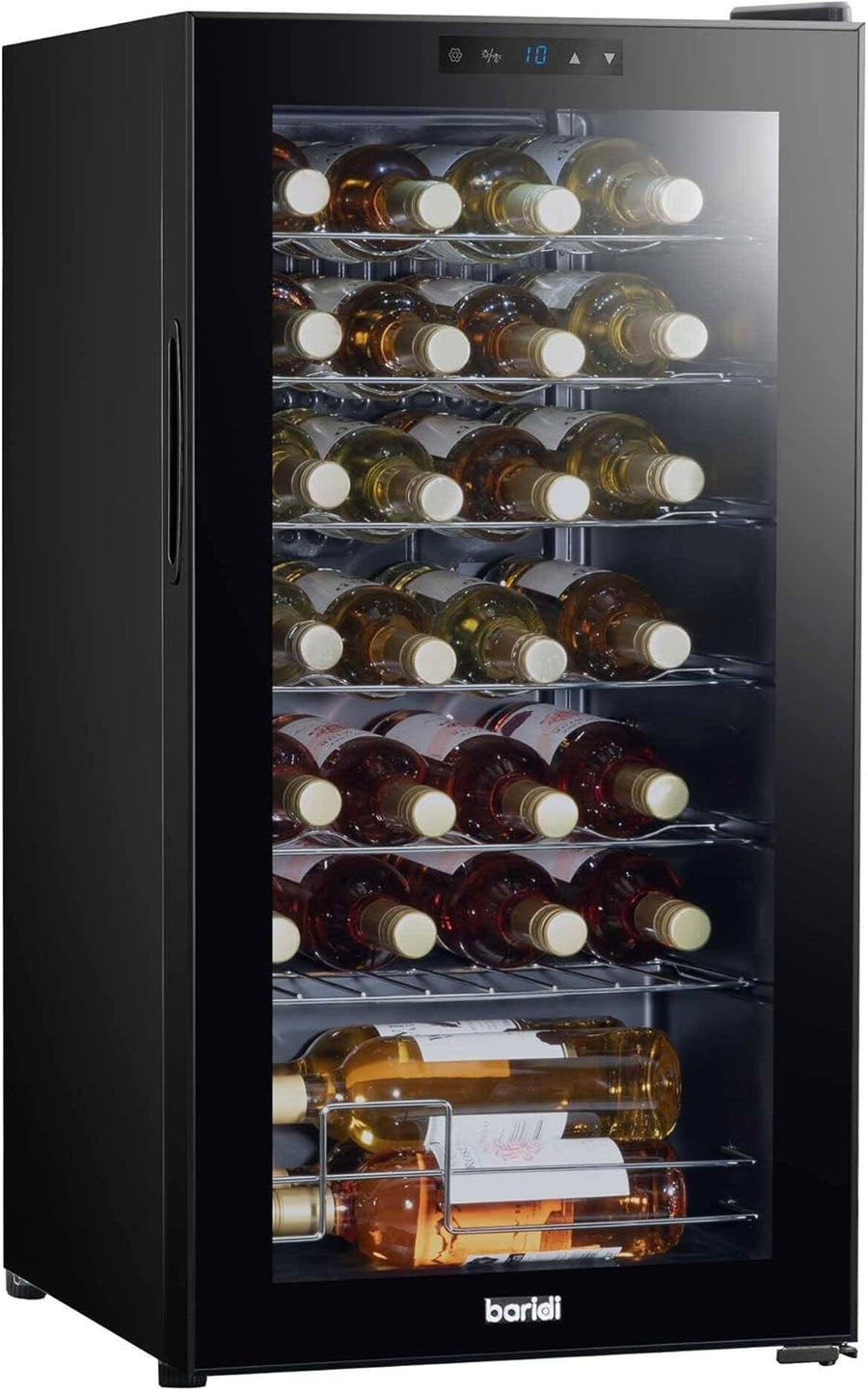28 Bottle Wine Cooler Fridge Digital Touch Control LED Quiet Freestanding