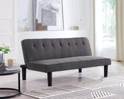 3 Seater Charcoal Grey Sofa Bed Tufted Clic Clac Recliner w/ Wood Frame