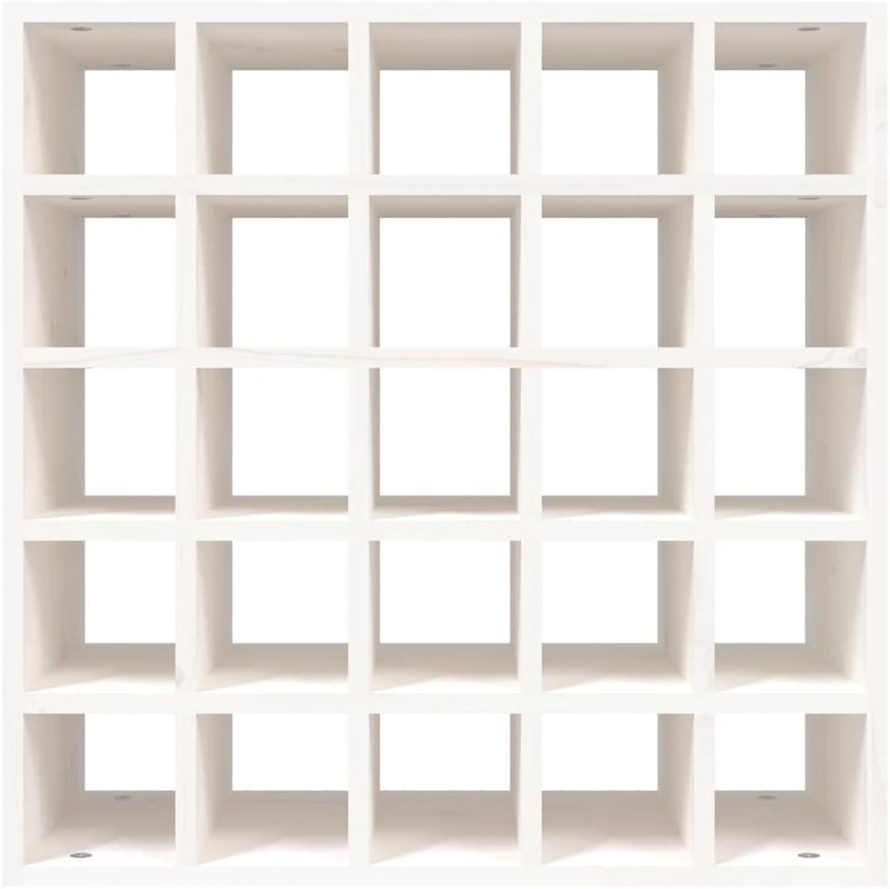 Large 25 Bottle Wine Rack White Solid Wood Freestanding Kitchen Storage Display