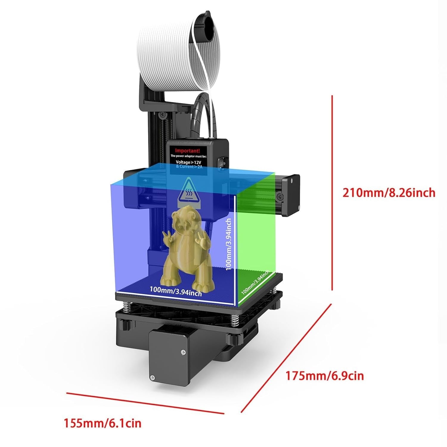 Mini 3D Printer Beginner High Precision Fast Heat 100x100x100mm GB
