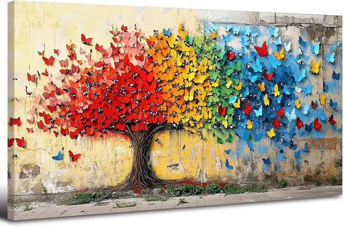 Large Colorful Tree of Life Canvas Wall Art 20x40