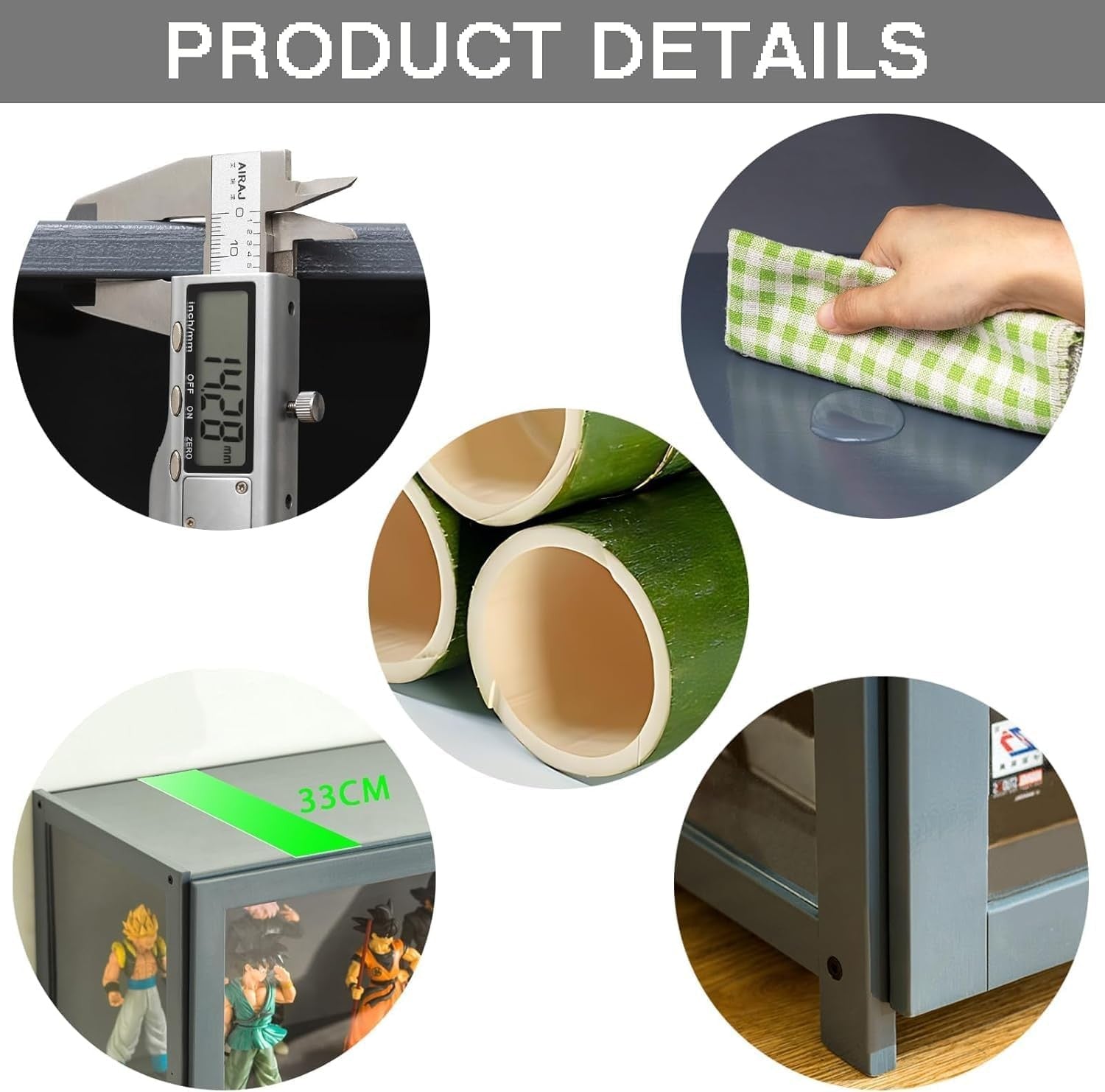 5-Tier Acrylic Door Display Cabinet with LED Lights Toy Collector Shelf 165cm