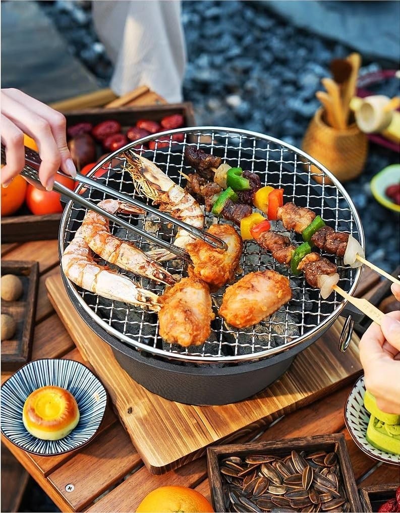 Mini Cast Iron Charcoal BBQ Grill Tabletop Stove – Portable Outdoor Hibachi