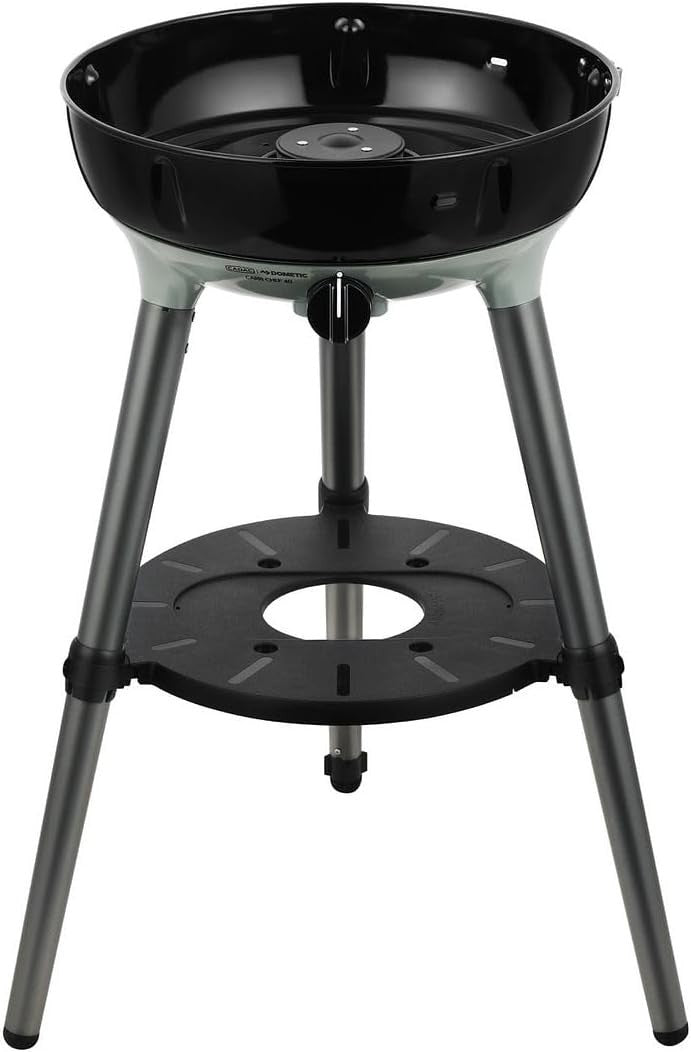 Portable Gas BBQ Grill with Dome Lid Thermometer, Ceramic Chef Pan & Adjustable