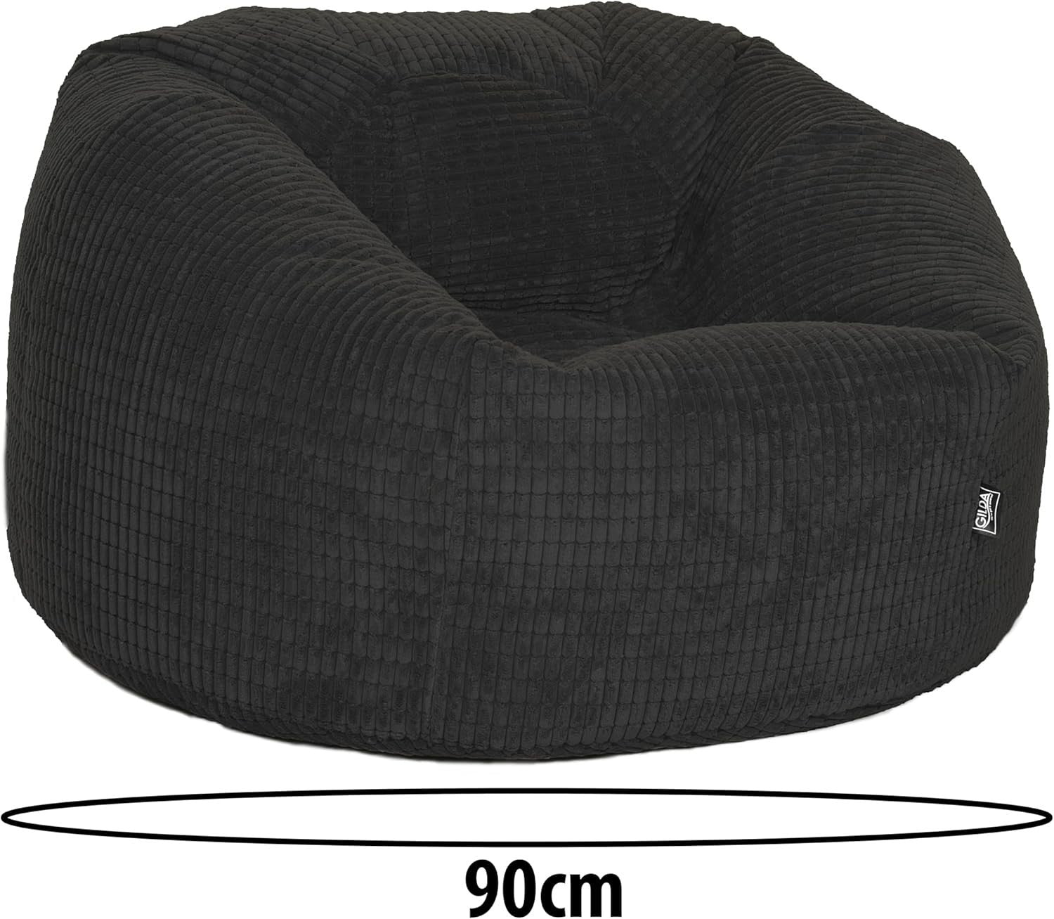 Giant Corduroy Bean Bag Chair Black – XL Soft Seat for Adults & Teens
