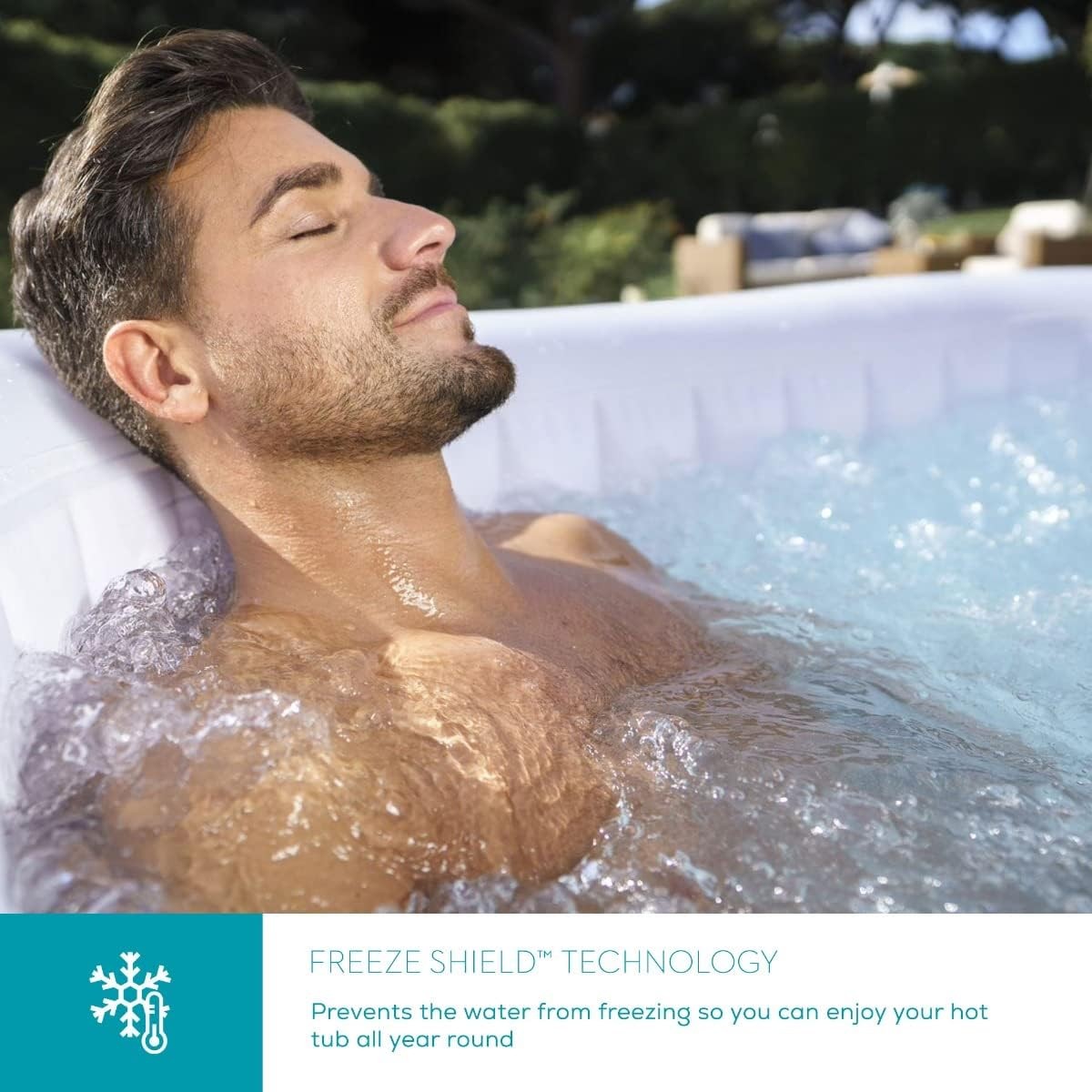 Inflatable Hot Tub Spa 140 Air Jet Massage 4–6 Person Square Garden