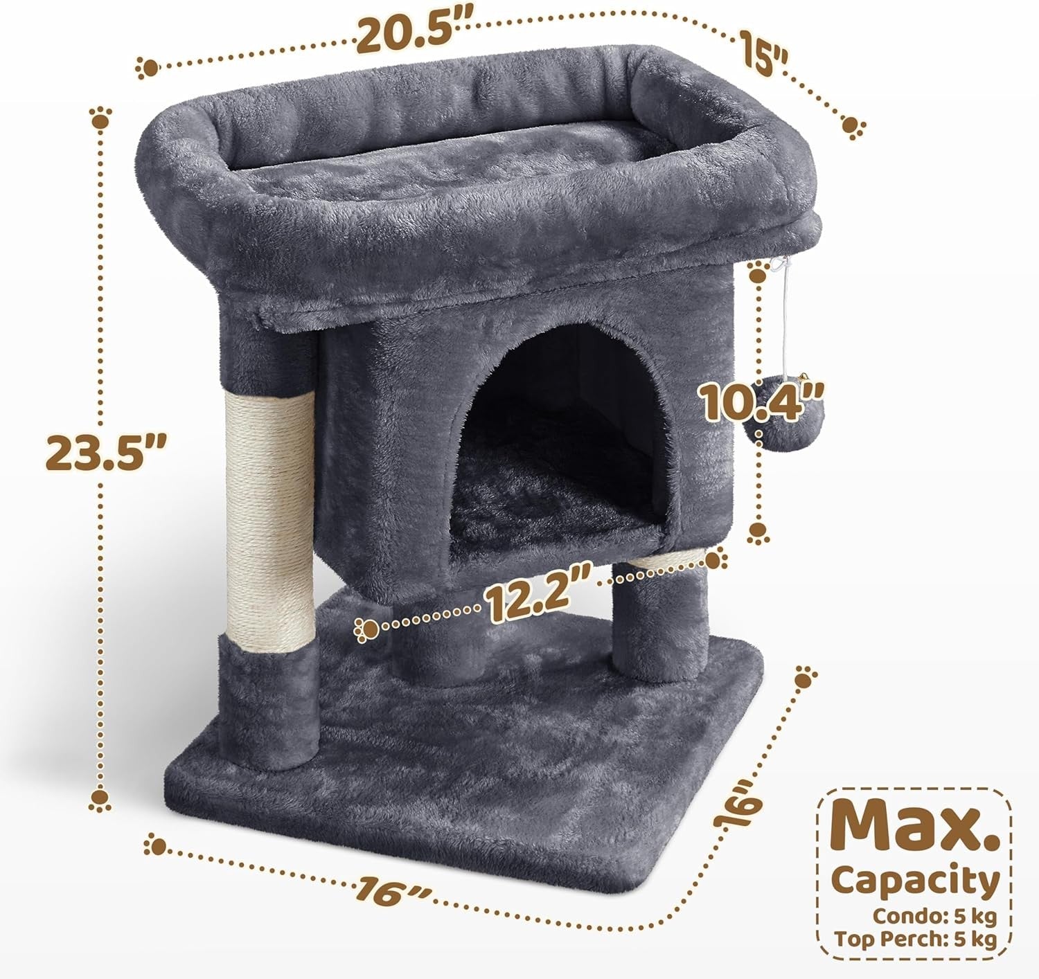 59cm Cat Tree Tower Scratching Post Condo Indoor Kitten Activity House