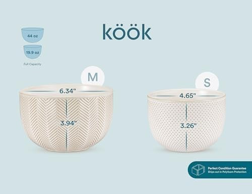 4-Piece Ceramic Nesting Mixing Bowls Set Prep Serving Salad Soup