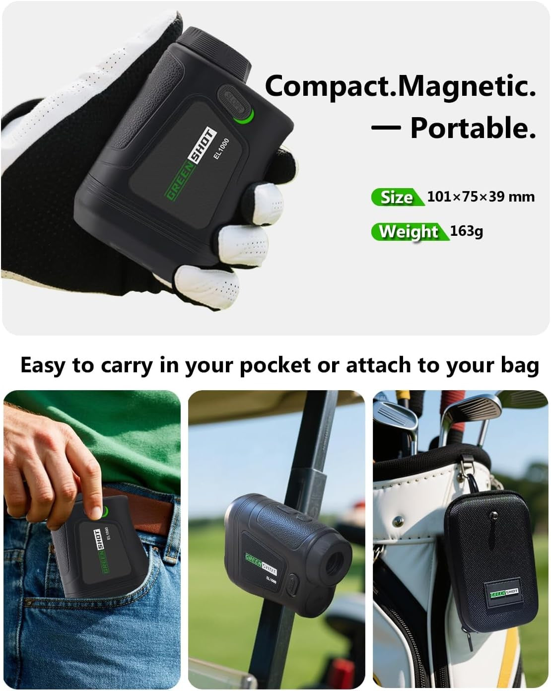 Golf Laser Rangefinder 1200 Yards Slope Flag 6X Rechargeable
