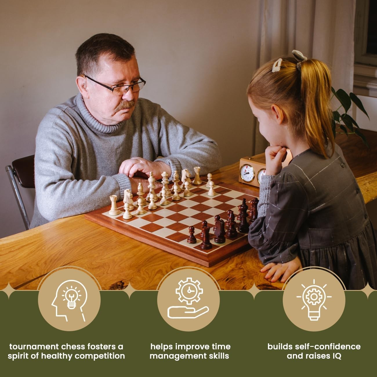 48cm Professional Wooden Chess Board Inlaid Sycamore Mahogany Tournament