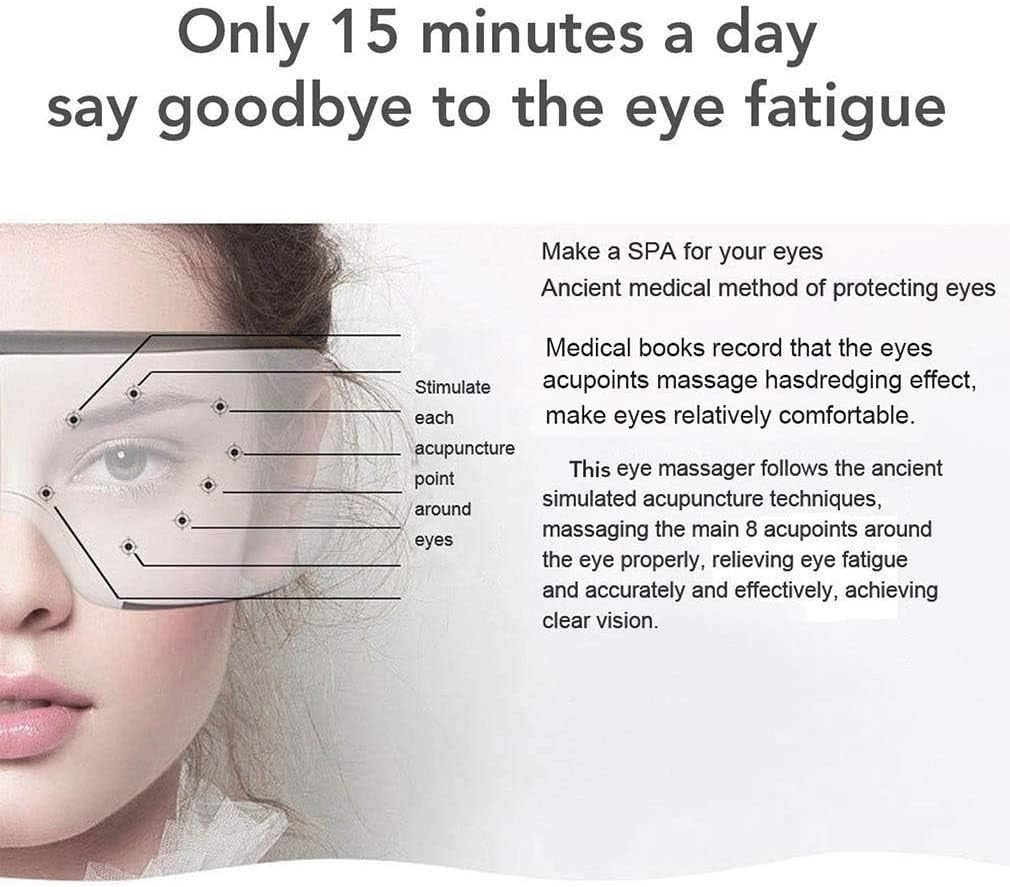 Wireless Heated Eye Mask Massager Air Pressure Bluetooth Music