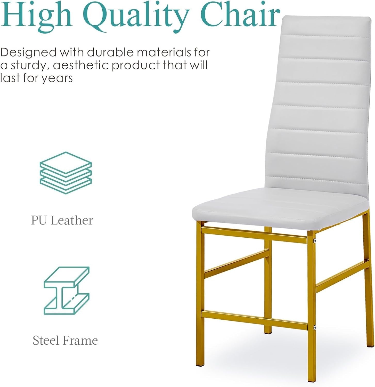 Gold Round Glass Dining Table Set 4 Faux Leather Chairs Compact Room