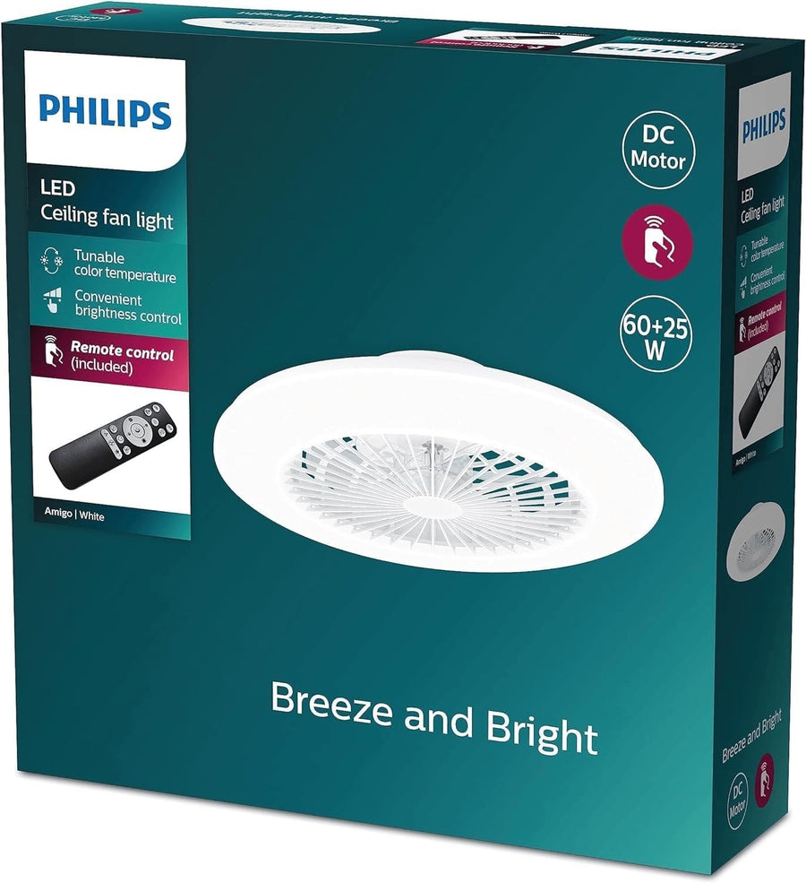 Philips LED Ceiling Fan, 25W, Remote Control, SceneSwitch, Modern White