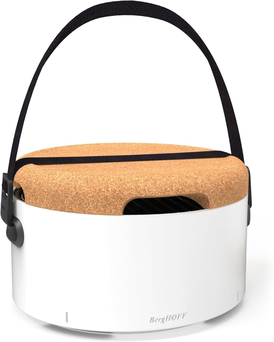Portable Tabletop Charcoal BBQ Grill with Cork Lid Lightweight Outdoor