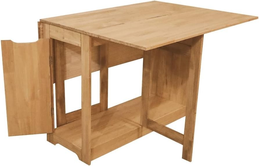 Space-Saving Butterfly Folding Dining Table Set 4 Chairs Waxed Pine