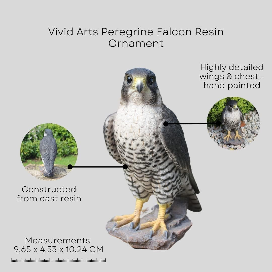Realistic Peregrine Falcon Resin Ornament • Garden Bird Statue 10.2cm