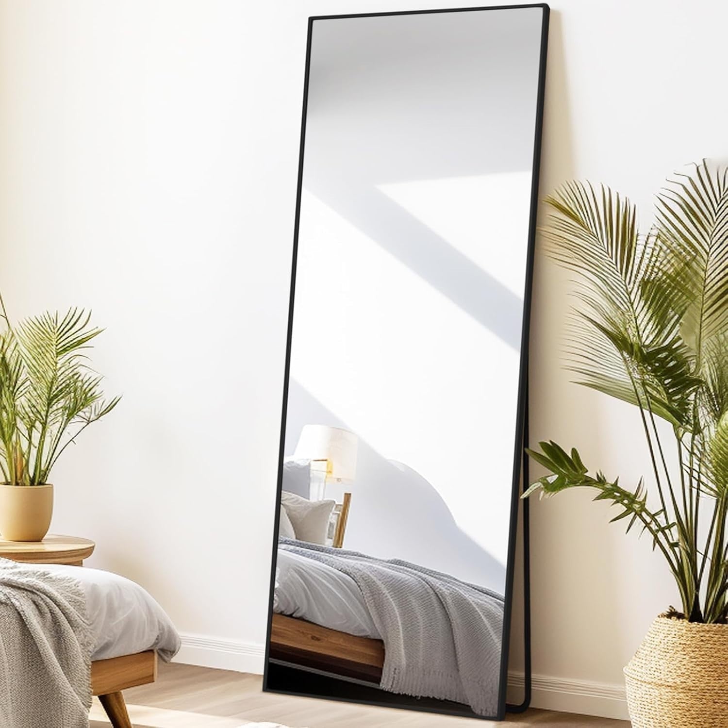 Large Full Length Floor Mirror 165x60cm Black Frame Modern Design