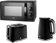 3pc Black Kitchen 20L Microwave 1.7L Kettle Toaster