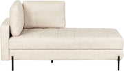 Modern Tufted Faux Leather Chaise Lounge Light Beige Metal Legs Comfort