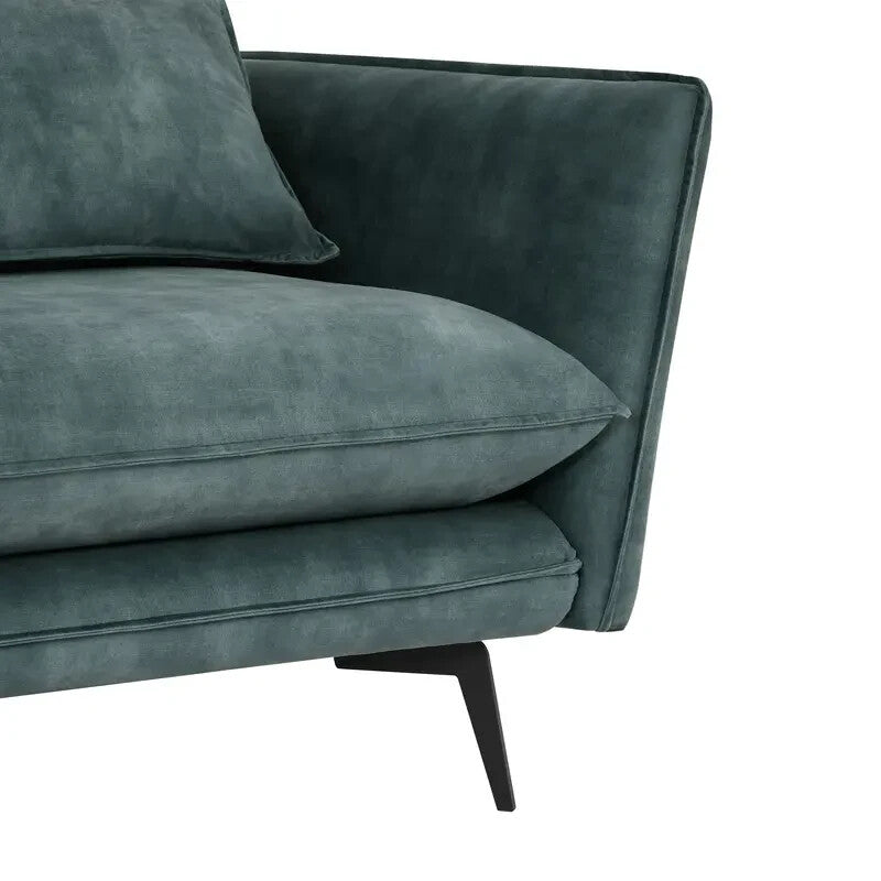 Luxury Left Hand Corner Sofa Petrol Blue Velvet 3 Seater With Chaise