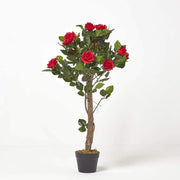 3ft Red Artificial Rose Tree Lifelike Petals & Leaves Indoor Home Wedding Decor