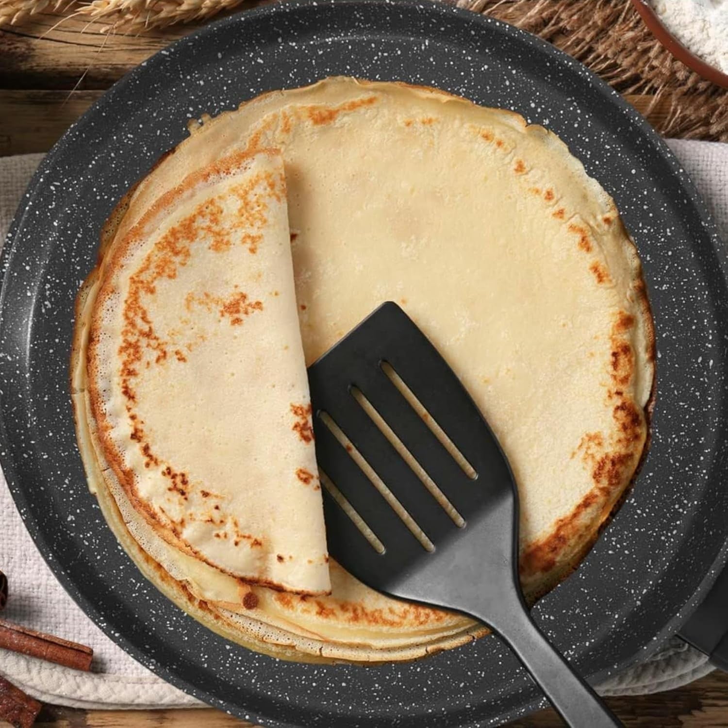 30cm Non-Stick Crepe & Pancake Pan Induction Gas Electric Tawa Cool-Touch Handle