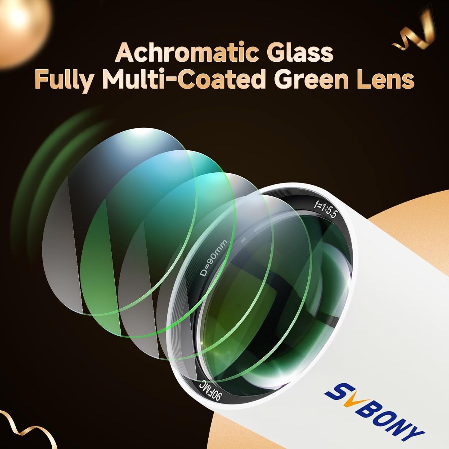 SV48P 90MM F5.5 Refractor Telescope OTA Altazimuth Dual-Speed Focuser