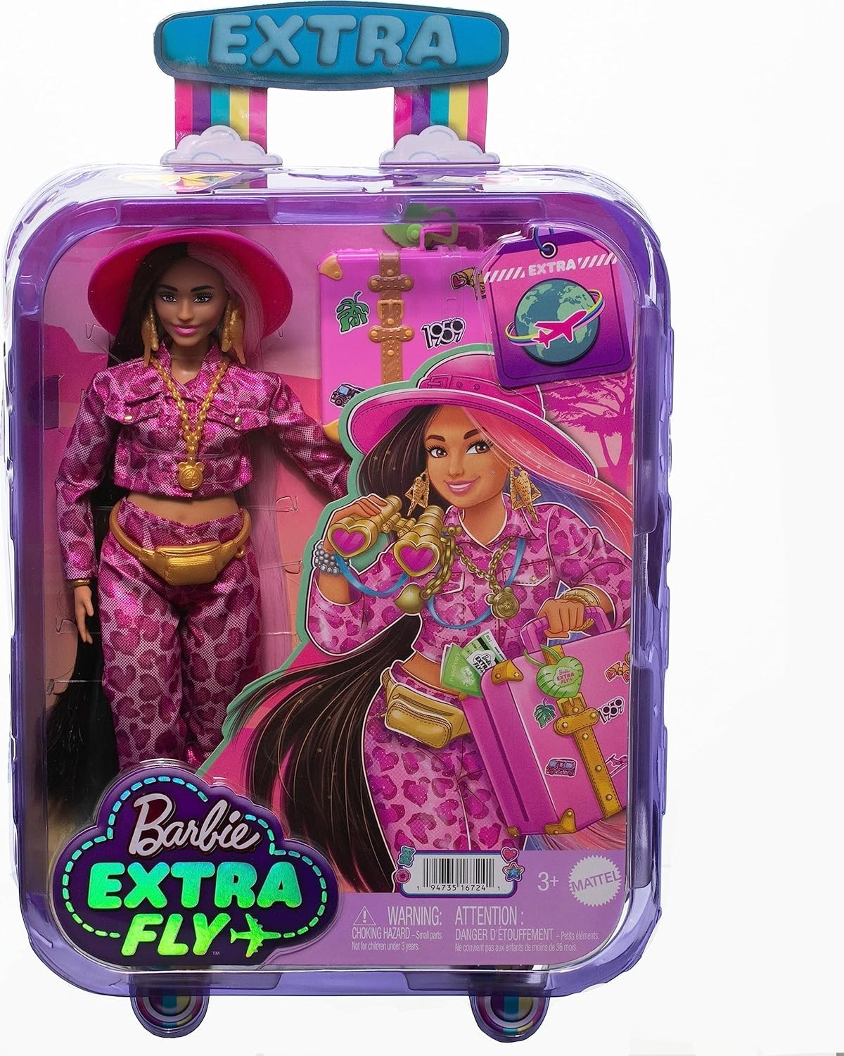 Safari Travel Fashion Doll Animal Print Outfit Pink Suitcase Accessories
