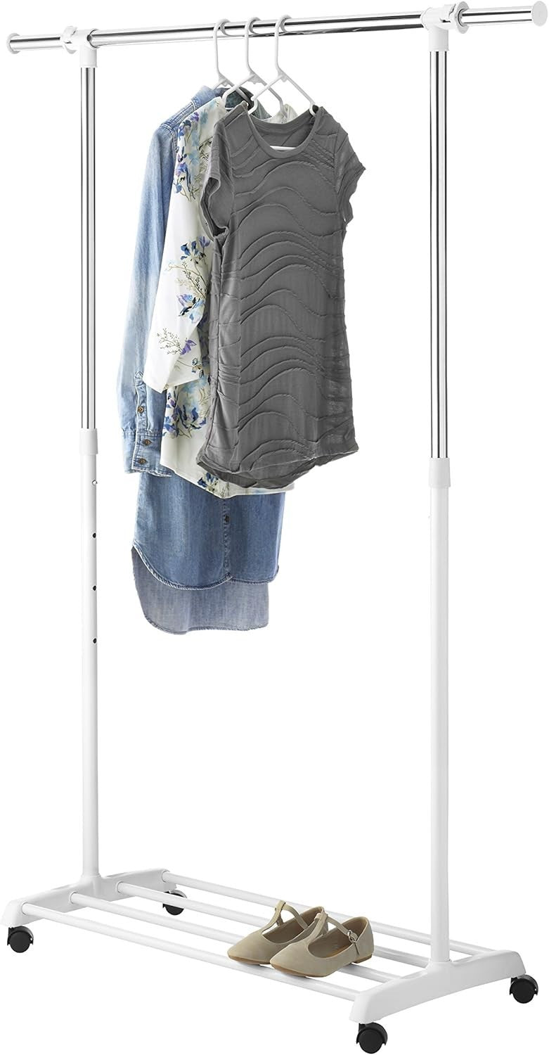Adjustable Garment Rack White & Chrome Clothes Rail